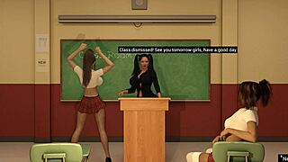 Let's play in the lesbian boarding college with big tits and fingering