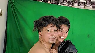 couple shares intimate moment with hippie chick in threesome