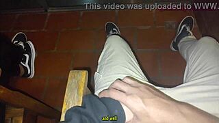 The bbw best friend swallows my dick on the balcony, neighbor almost catches us