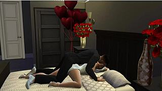 Couple fucks on wedding night honeymoon sims sex