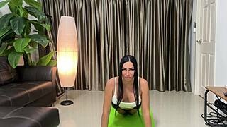 yoga slut gets fucked mid-stretch and loudly says 'i love every second'