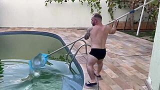 boss pays mini pool guy with her body instead of money