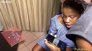 naughty ebony student rides big black cock during maths lesson