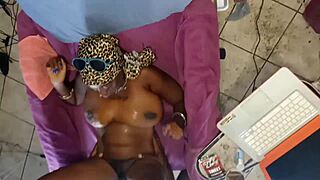 Busting a nut on her african american tits short version