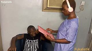 naughty ebony student rides big black cock during maths lesson