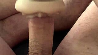 Play with my new fleshlight caught watching movies and jerk off my big leg