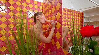 Anal Dildo Solo Masturbation in Bathroom with Huge Toys