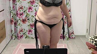 big ass in different panties shaking on webcam with hairy pussy mature milf and her lingerie collection pawg bbw home fetish amateur