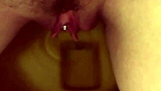 You ever seen a pierced pussy peeing like this?