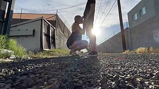 Intense public pussy licking and wild car fucking with loud moans, orgasms, and cumshots