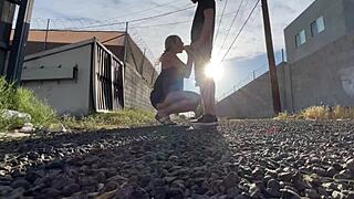 Intense public pussy licking and wild car fucking with loud moans, orgasms, and cumshots