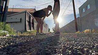 Intense public pussy licking and wild car fucking with loud moans, orgasms, and cumshots