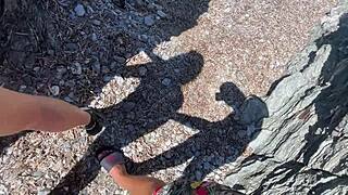 Horny couple fucks at the beach on vacation