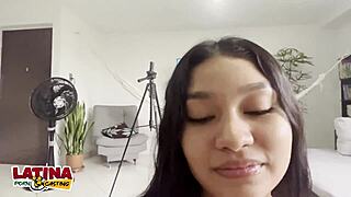 tiny latina teen with braces takes big white cock in casting and gets creampie