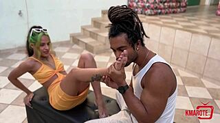 Morena Uses Feet For Footjob And Gets All Cummed On