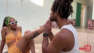 Morena Uses Feet For Footjob And Gets All Cummed On