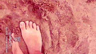 The bare feet gently play in the warm sand, creating a soothing sensory experience for the barefoot enthusiast.
