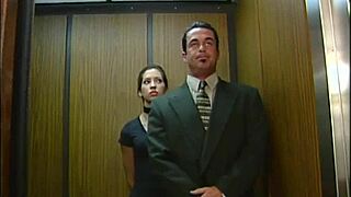 Virgin whore rides dick in office elevator hardcore fuck