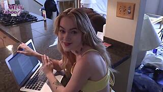 Blonde sage fox fucks stepdad, gets creampied by mr brogan.