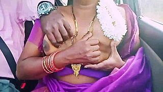 Indian Saree Housewife Engages In Dirty Car Talk With Driver