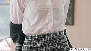 Blonde Salesgirl Addison Vodka Pussy