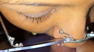 She swallows the milk with big tits