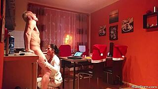 Wild oral sex in kitchen!