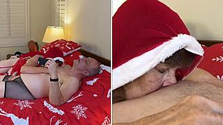 Granny Carmen Claus Sucks Cock At End Of Christmas In July Season