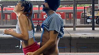 Oh, couple fucking in public train terminal on bus!