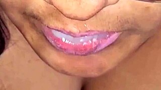 She swallows the milk with big tits