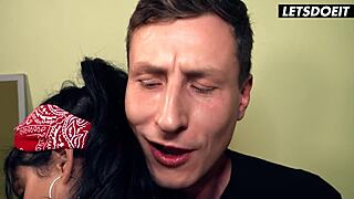 Petite spanish hottie meets a stranger for a place to crash