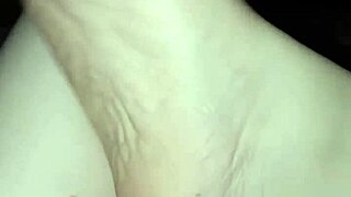 Barefoot slut's little foot explored in the dark