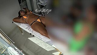 Amateur Wife Gets Pussy Massage with Stuffed Bikini Outdoors