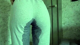 petite 18+ teen desperation pee in homemade video