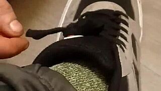 My friend is totally trashing my sneakers for fun 😄