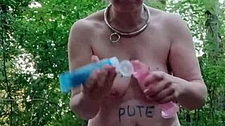 Slave F Bent Over In Forest For Doggystyle Fuck