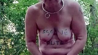 Slave F Bent Over In Forest For Doggystyle Fuck