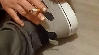 My friend is totally trashing my sneakers for fun 😄