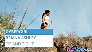 Petite ebony babe exposes big tits and bubble butt in striptease