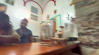 Intense bar sex with two married friends getting fucked to pay bill