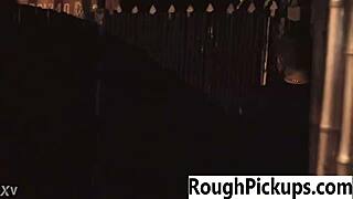 A sexy slut gets banged in public.