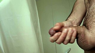 Masturbation before a hot bath with close-up homemade solo cock