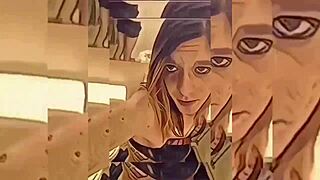 shemale teasing in the bathroom with striptease and undressing