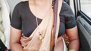 Beautiful saree call girl has dirty car sex with telugu talks