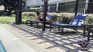 Hawaiian Angel Rides Big Black Cock at Pool Party