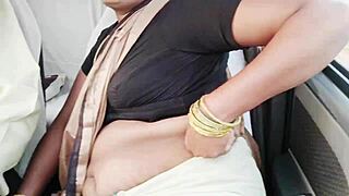 Beautiful saree call girl has dirty car sex with telugu talks