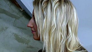 Petite blonde licks off his cum after the amazing sex session.