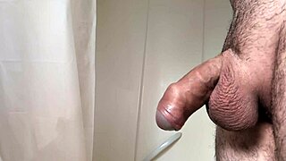 Masturbation before a hot bath with close-up homemade solo cock