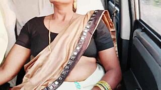 Beautiful saree call girl has dirty car sex with telugu talks