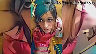 shemale teasing in the bathroom with striptease and undressing